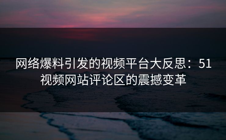 网络爆料引发的视频平台大反思：51视频网站评论区的震撼变革