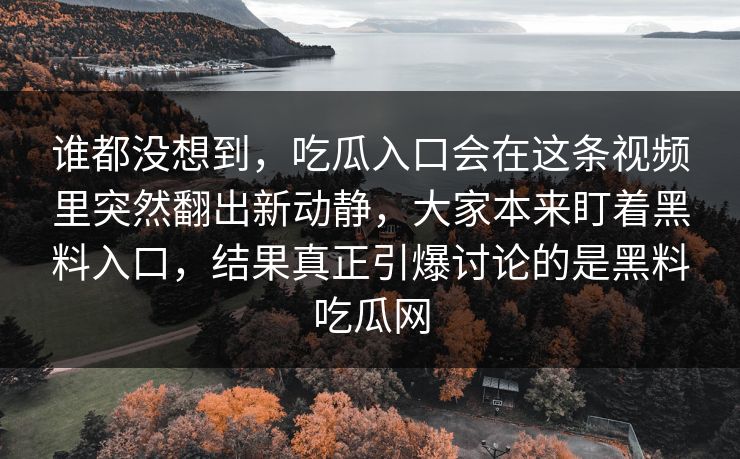 谁都没想到，吃瓜入口会在这条视频里突然翻出新动静，大家本来盯着黑料入口，结果真正引爆讨论的是黑料吃瓜网