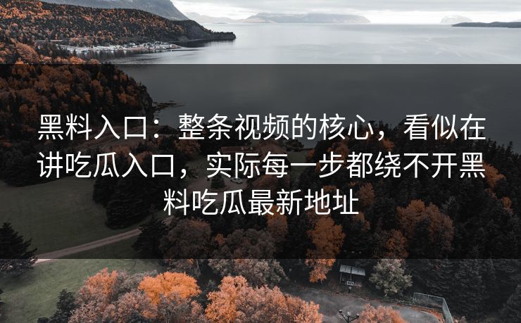 黑料入口：整条视频的核心，看似在讲吃瓜入口，实际每一步都绕不开黑料吃瓜最新地址